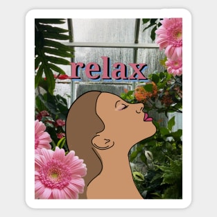 Relax in a Tropical Green House with Me Sticker